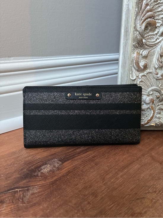 kate spade Handbags - Kate Spade Black And Silver Glitter Stripe Wallet